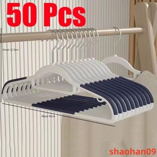 50 件裝無痕塑膠衣架帶魚嘴乾濕防滑衣架雙位衣架家用