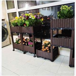 免運 破損補發 【2427人好評】子陽臺屋頂專用種植箱種菜專用箱加高花箱加寬種菜盆帶輪拚接花盆 園藝用品