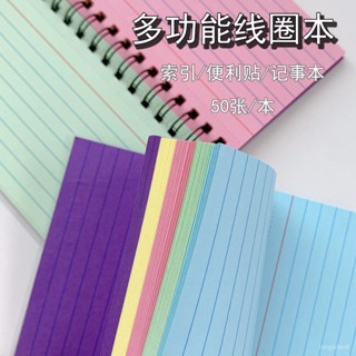【全店免運 限時下殺】簡約橫綫彩色可撕本索引卡小本子綫圈創意便簽本筆記本筆記本 牛皮筆記本 A4筆記本 記事本 文具 辦