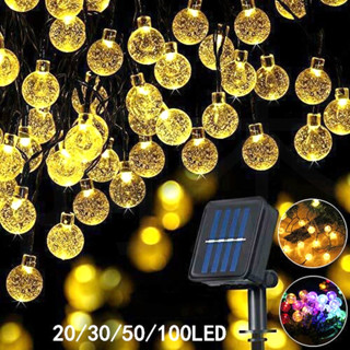 臺灣發出 防水太陽能水晶球聖誕花園太陽能燈電源led防水燈串童話燈戶外