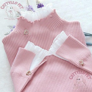 🎀衣見鐘情🎀高領打底毛衣假兩件套頭蕾絲荷葉木耳邊領上衣女2025秋冬新喇叭袖nd🎀衣見鐘情🎀