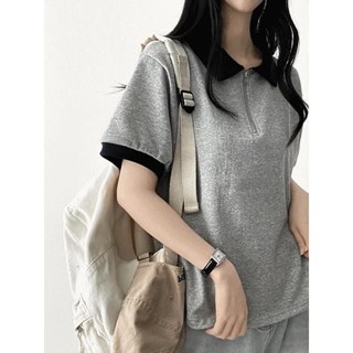Codibook｜韓國 HIJJOO 拼色半拉鍊POLO短袖上衣［預購］短袖上衣 polo-shirt 女裝