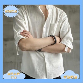 桃園出貨+免運日系大碼 亞麻襯衫男短袖襯衣寬松大碼男裝中國風棉麻長袖男士休閑外套上衣寬鬆襯衫