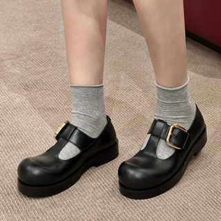 女鞋 大碼 樂福鞋 牛津鞋 真皮 jk ins 韓版 牛皮瑪麗珍單鞋女新款飲複古英倫風厚底粗跟大頭小皮鞋