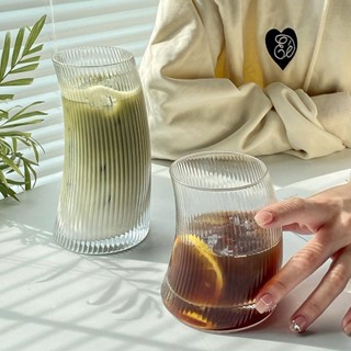 心頭好ins高顔值水杯 創意條紋風帆玻璃杯家用風水杯果汁咖啡杯水果茶杯