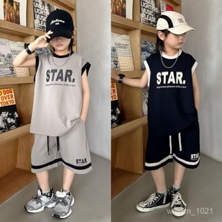 爆款熱賣🌸男童無袖套裝夏季2025新款兒童夏裝背心籃球運動服童裝男孩帥氣 YQSN