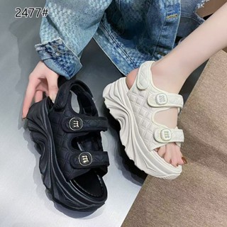 『免✨運+快✨出』菱格紋厚底涼鞋黑米3637383940