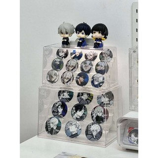 （居家優品）吧唧 桌面收納盒 階梯展示架 大容量 徽章收納盒 防塵展示架 穀子收納 公仔展示盒 徽章展示架