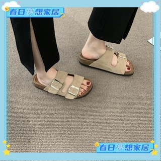 ♡臺灣出貨+發票♡防滑拖鞋 厚底涼拖鞋 防滑涼鞋 果洛菲時尚絨面涼拖鞋女夏潮外穿一字軟木拖鞋男女大尺碼情侶沙灘鞋♡推薦♡