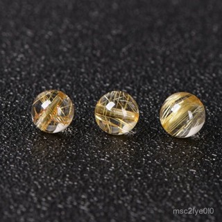 臺灣出貨天然5A金髮晶散珠子diy水晶飾品配件材料串珠圓珠單珠 Q69W