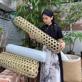 【送貨到府】純手工竹皮編織睡覺夾腿夏日取涼神器納涼長條枕竹編抱枕竹夫人