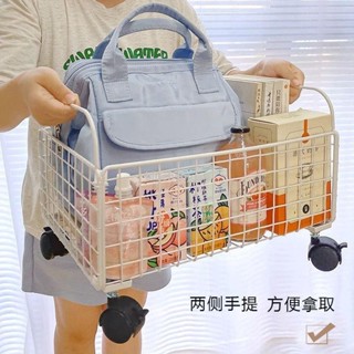 大甩賣🛒收納筐✨大型收納筐 帶輪易移可移動書本收納箱學生教室儲物裝放書包桌面帶滾輪桌下神器書箱盒