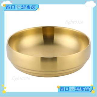 ♡臺灣出貨+發票♡雙層不鏽鋼飯碗 韓系冷麵碗 金色餐具 大湯碗♡推薦♡
