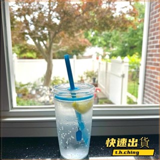 桃園快速🚚日本藍瓶子環保網紅透明咖啡杯小藍瓶吸管杯 夏季水杯 馬克杯 奶茶杯 隨身杯 搖搖杯 交換禮物Z6/1