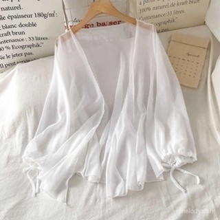 💖夏季爆款女生防曬衣💖2025夏季新款白色僊氣薄款百搭雪紡開衫外套女上衣外搭長袖防曬衣 I13R