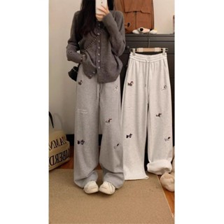 【西西精選潮服】褲裝 好版型更好穿 【純棉】加厚加絨刺繡臘腸狗褲子休閒褲秋冬運動新款衛褲直筒長褲