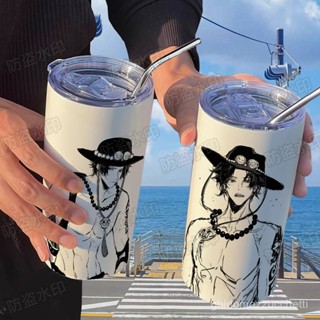 [One piece 係列]海賊王艾斯週邊保溫杯帶吸管隨手高顏值咖啡杯便攜水杯保溫 保冰 不銹鋼