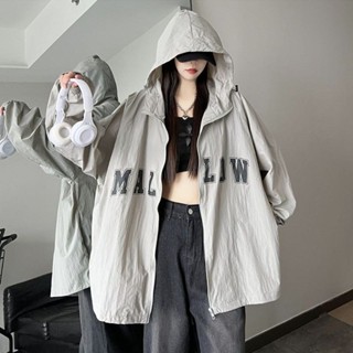 💗新店促銷💛 韓版連帽開衫防曬服 衝鋒衣 外套 休閒寬鬆薄款風衣 防曬衣