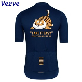 Verve丨熱銷男女情侶款騎行服腳踏車車衣車衣夏季短袖藍卡通萌虎熊貓短袖子騎行服公路自動行車透氣排汗車衣