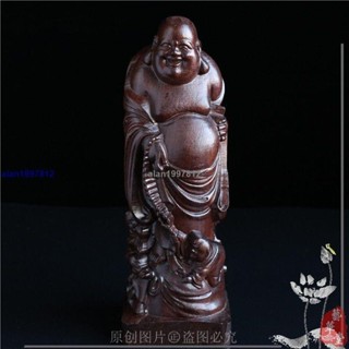 新品*熱銷*黑檀木雕大肚彌勒佛擺件三子彌勒佛像實木家居辦公桌擺件工藝禮品