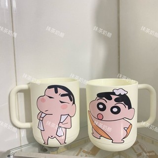 【桃園出貨】蠟筆小新圓柄情侶牙刷兒童牙缸家用創意搞笑卡通ins高顔值漱口杯