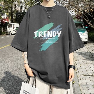 【M-8XL大尺碼男著】🔥休閒5-7分袖男 大尺碼上衣 300斤顯瘦加大碼帥氣T恤男女短袖夏季寬鬆印花體恤港風運動短