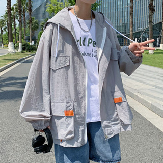📣爆款推薦📣港風衝鋒衣外套男ins風夏季薄款防曬衣男款冰絲灰色連帽防曬服潮 KPAB