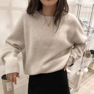【小雲雀】加厚打底針織毛衣女 秋冬新款 慵懶風洋氣寬鬆圓領套頭針織上衣 女生毛衣 休閒長袖上衣 大呎碼 女裝
