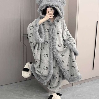 🔥臺灣發貨🔥hellokitty睡衣女冬季珊瑚絨三麗鷗加絨加厚毛絨秋冬kt凱蒂貓睡袍