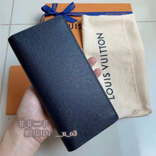 精品 Lν 路易尉登 BRAZZA系列 Taiga黑色 皮革 對開長夾 男士長夾 錢包 M30501 實拍