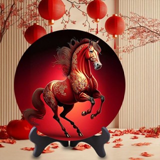 【臺灣出貨】馬到成功招財紅馬圖聚財駿馬玄關酒櫃招財喬遷鴻運噹頭新居家擺件