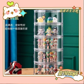 🔥全網低價🔥圓形手辦展示櫃 盲盒收納架 泡泡瑪特展示盒 PET全透明防塵收納盒子 桌上收納 公仔展示盒/
