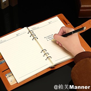 ✨免運特惠✨皮面本筆記本A5活頁6孔可拆卸環扣線圈辦公商務會議記錄記事工作本冊隨身便攜小本子活頁3433