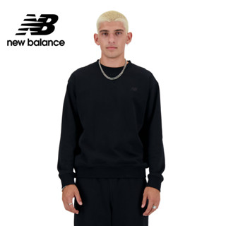 【New Balance】 NB 螺紋拼接棉質長袖上衣 男性 黑色 MT41506BK