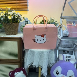 新品價 收納袋 韓國 ins 收納 大容量旅行包加厚收納袋卡通毛氈可愛行李包外出拉桿箱搭檔手提包