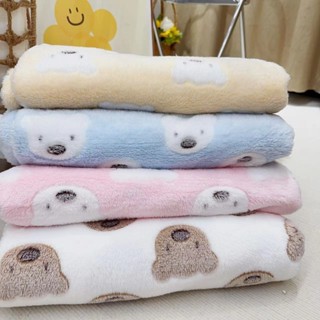 【臺灣出貨】卡通小熊印花法蘭絨麵料柔軟保暖家居服睡衣毛毯絨玩具毛絨布批髮