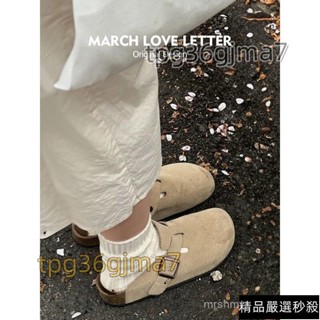 🥇限時下殺🥇[24小時閃發]三月情書 真皮勃肯鞋 女 厚底拖鞋 外穿 釣魚 軟木博肯 ins PF9E