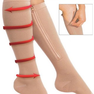 Men's Women's Open Toe Knee High Anti-Fatigue Zip Leg Compre