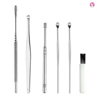 6Pcs Ear Pick Set Stainless Steel Earpick Ear Wax Curette Re
