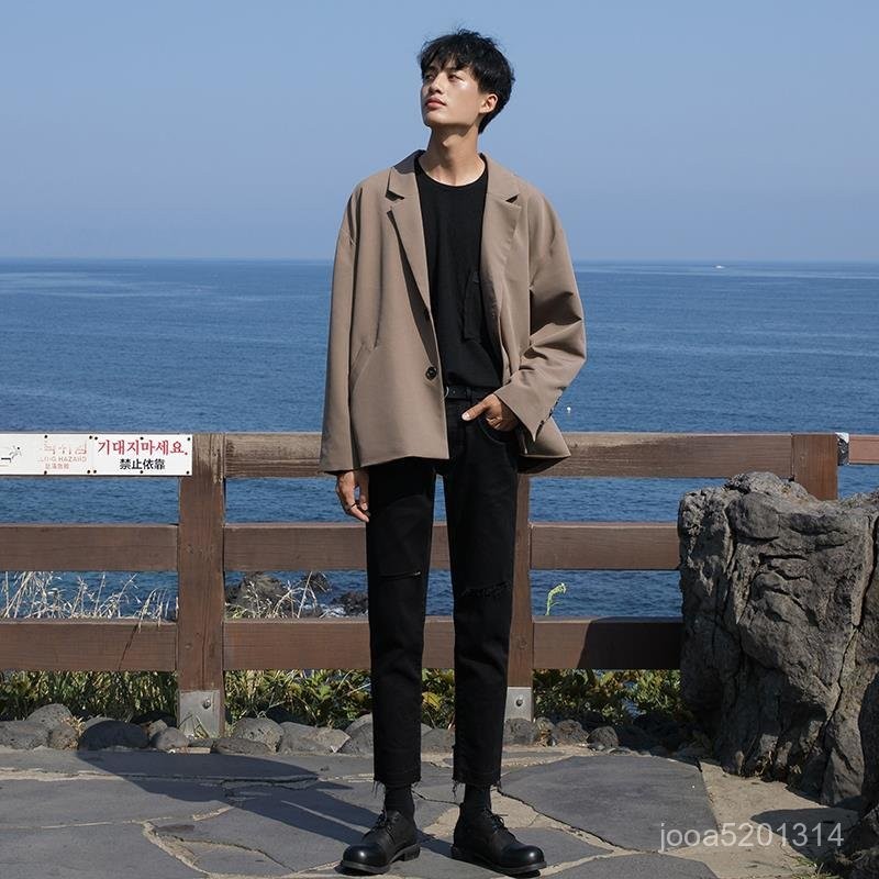 【MR.男先生】臺灣出貨 免運 男外套 秋季新款西裝外套男士韓版休閒複古港風小西服青年單西上衣男春秋 BOH0