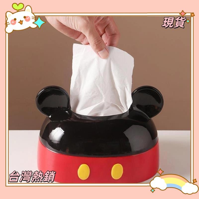 💥台湾出货💥米老鼠紙巾盒,卡通大耳朵米老鼠收納盒,模型玩具裝飾性黑膠米奇擺件擺件兒童