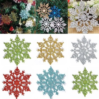 10 pcs Christmas Snowflakes Glitter Snowflake Ornaments Chri