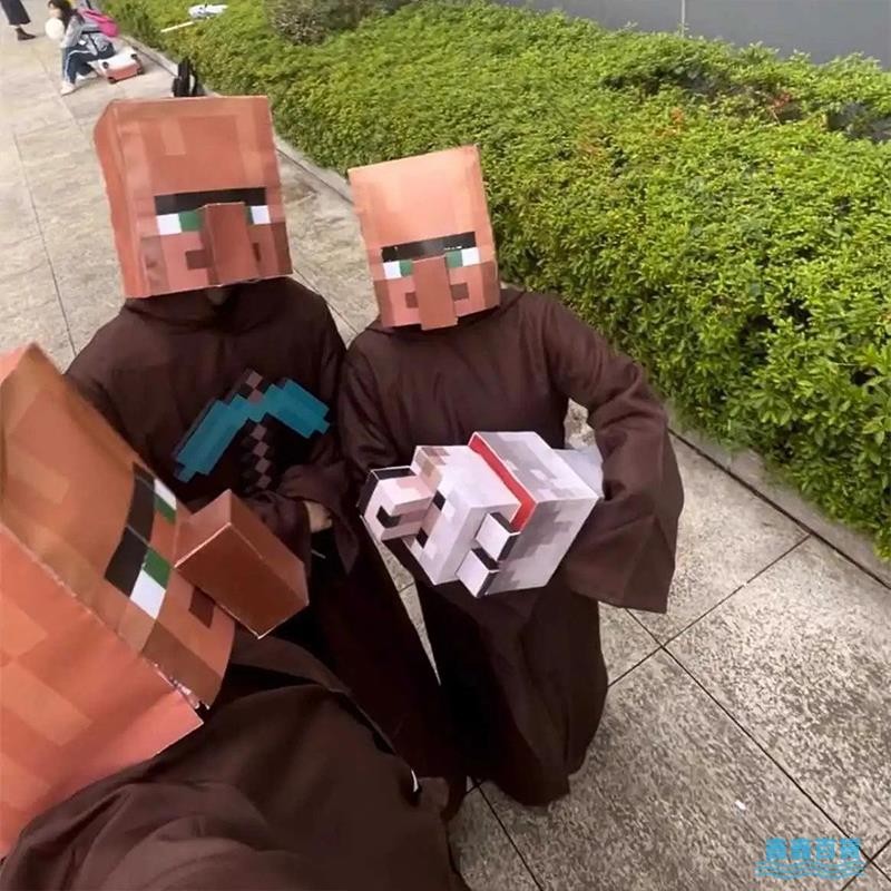 🍀鑫鑫百貨🍀我的世界紙模村民頭套紙模型學生diy手工折紙模mc頭套面具可頭戴
