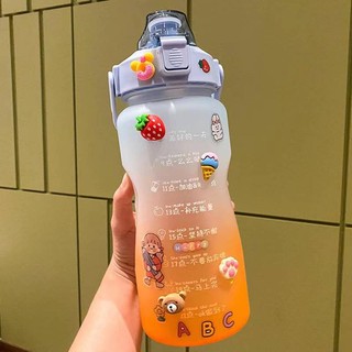 Meet 2L Pastel Motivational Water Bottle W/Time Marker Straw