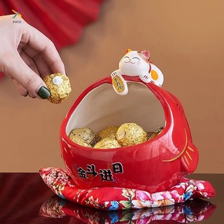 Ceramic Lucky Cat Candy Box Cute Lucky Cat Storage Box Money