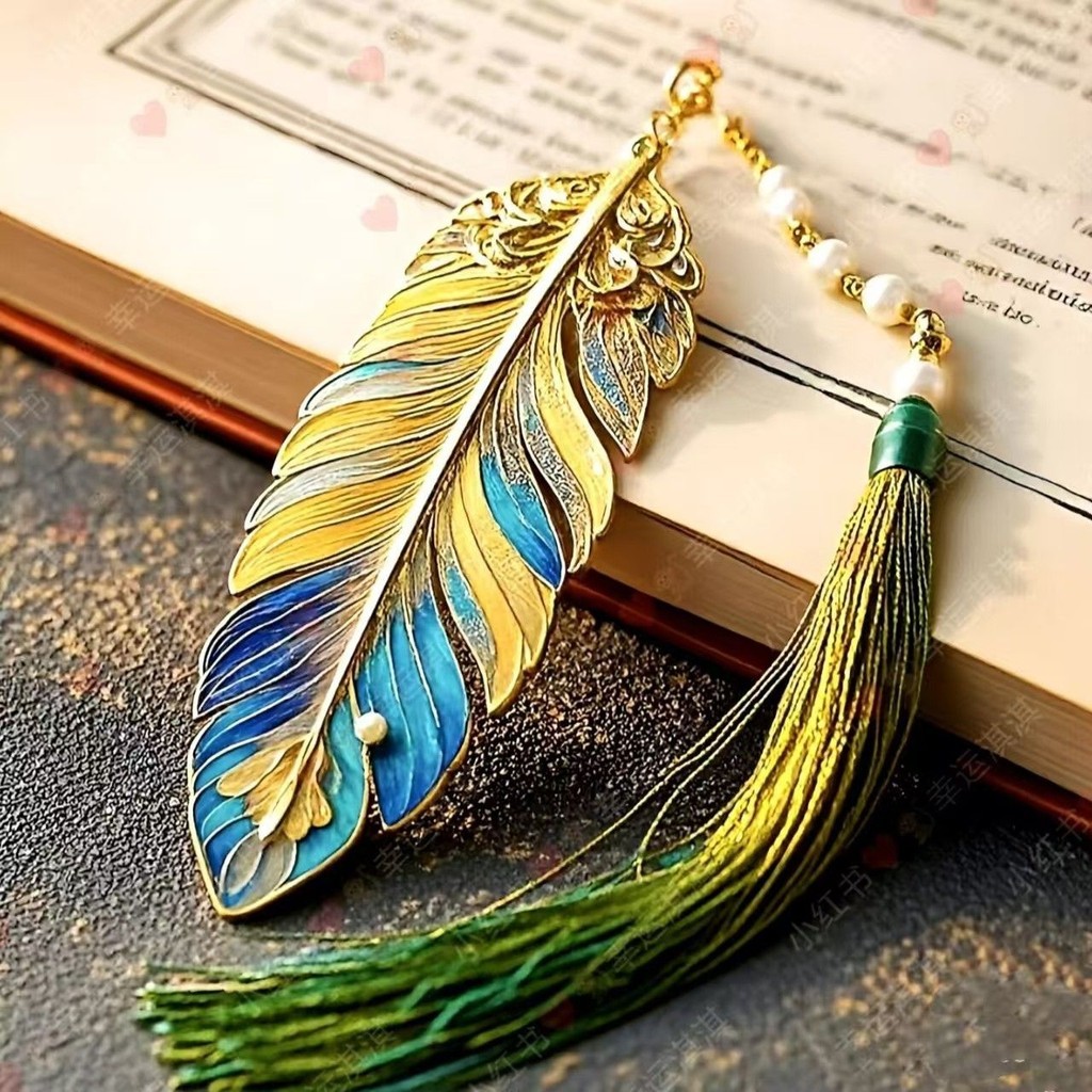 🌈兮奈の喵喵送老師禮物新中式流蘇琺瑯掐絲書簽小衆個性國風送長輩特別禮物