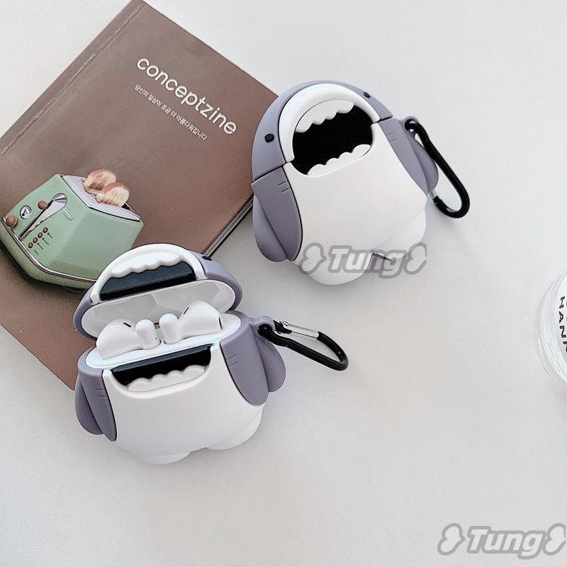 【免運】卡通可愛大嘴鯊魚蘋果AIRPODS1/2/3代耳機殼PRO2代無線藍牙保護套-1
