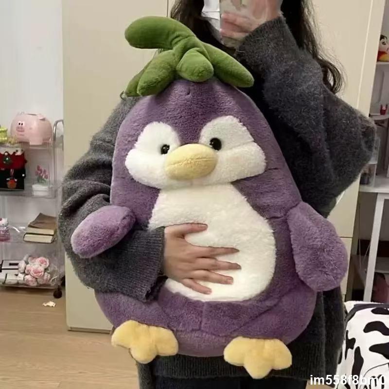 限時下殺🌟可愛胖胖茄子企鵝毛絨玩具茄鵝玩偶公仔女生兒童睡覺生日禮物娃娃 娃娃玩偶 生日禮物 交換禮物 床上睡覺抱枕