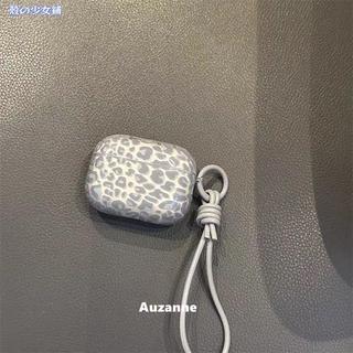 ✨新款耳機殼✨半透灰藍色豹紋適用於airpodspro1代2代3代4代藍牙耳機殼保護套
