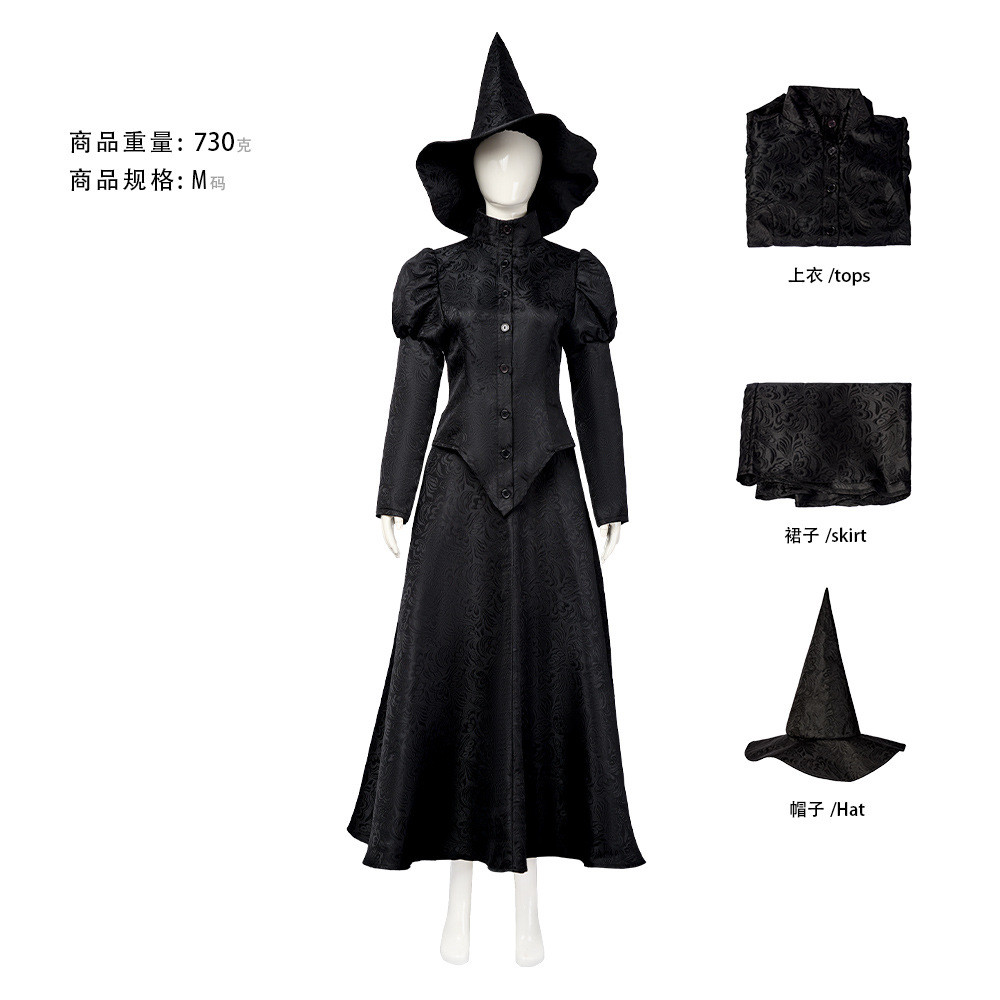 🎃【萬聖節】 2024電影魔法壞女巫艾芙芭cos服 萬聖節角色扮演女巫師cosplay晚禮服裝 角色扮演 萬聖節服飾
